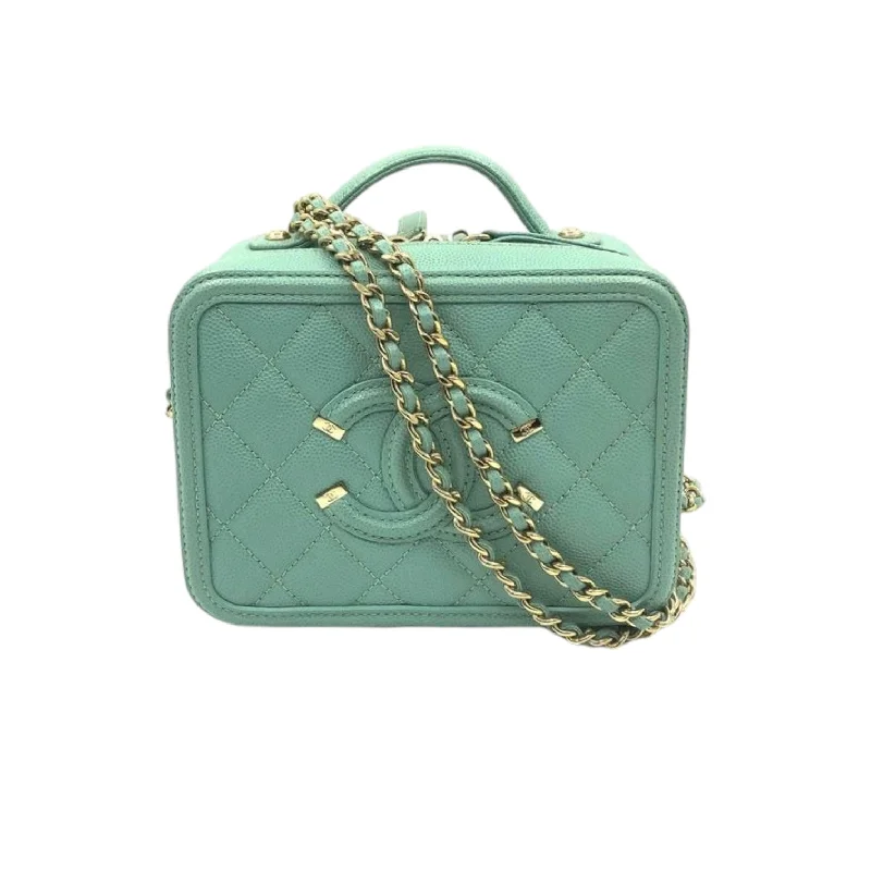 Chanel Classic Flap Bag for Evening PartyCC Filigree Vanity Case Small Caviar Tiffany Blue GHW