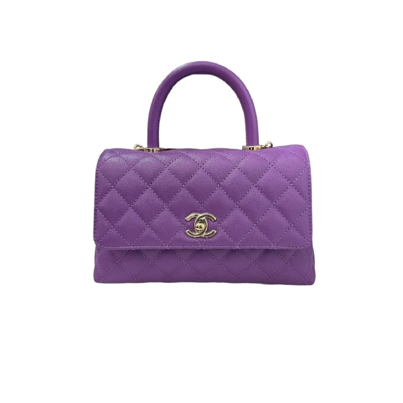 Chanel Chain Strap Handbag for Everyday UseCoco Handle Flap Small Caviar Quilted Purple LGHW