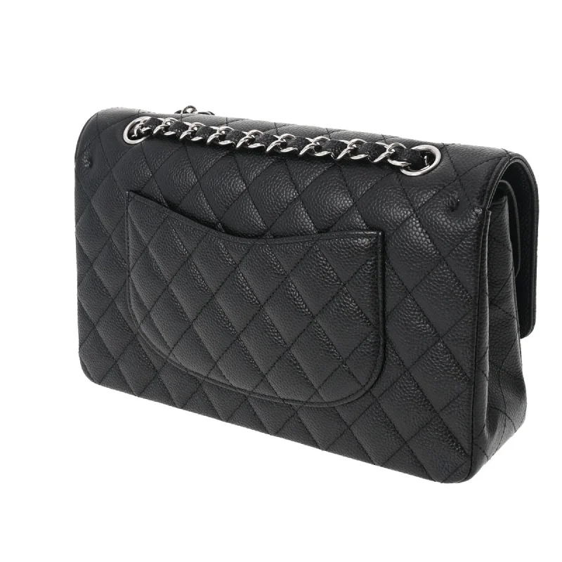 Chanel Designer Handbag with Unique DesignCHANEL Matelasse Chain Shoulder 25cm W Flap Black Ladies Caviar Skin Bag