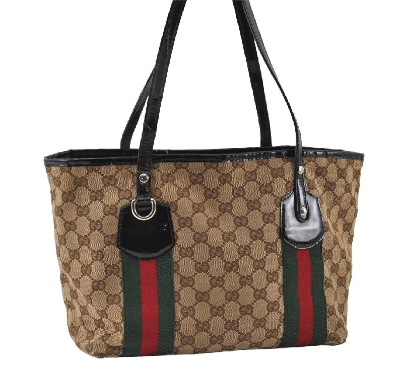 Gucci Dionysus bags for women with tiger - head claspsAuth GUCCI Jolie Web Sherry Line Tote Bag GG Canvas Enamel 211971 Brown 5351I