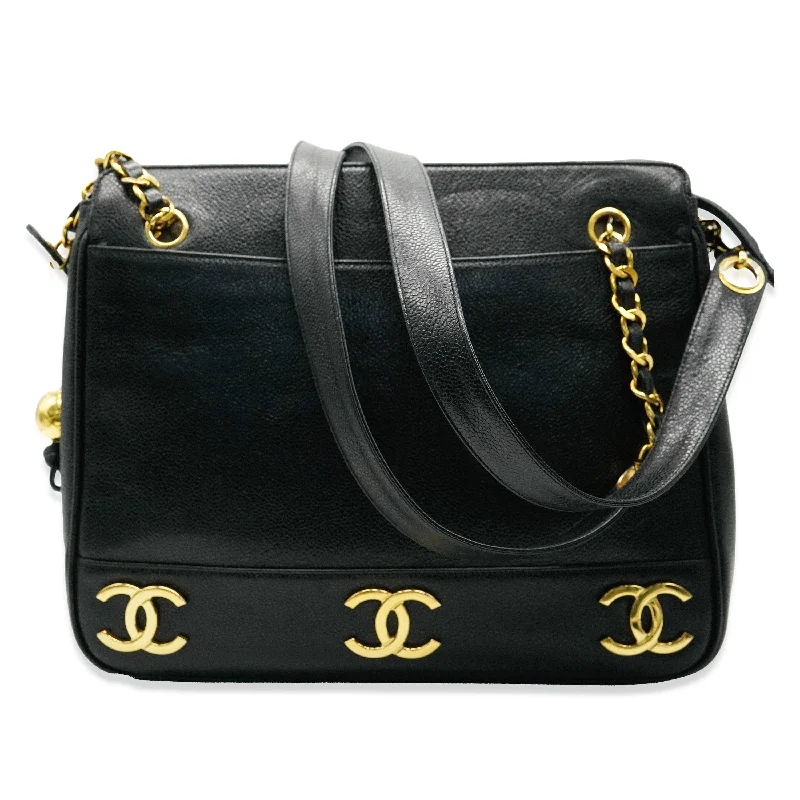 Chanel Medium Tote Bag for Office LadiesChanel Black Caviar Triple CC Chain Tote