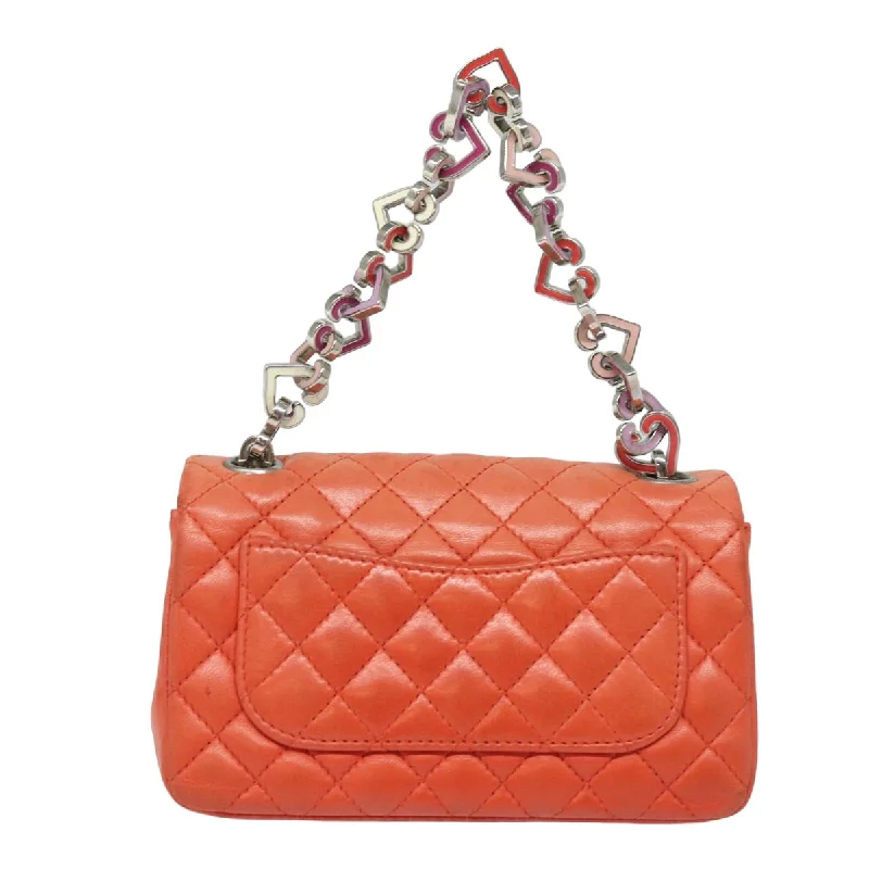 Chanel Limited Edition Handbag for CollectorsCHANEL Matelasse Chain mini Hand Bag Lamb Skin Orange CC  82245A