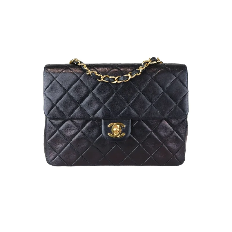 Chanel New Arrival Handbag with Gold HardwareVintage Large Square Mini Flap Lambskin Black GHW