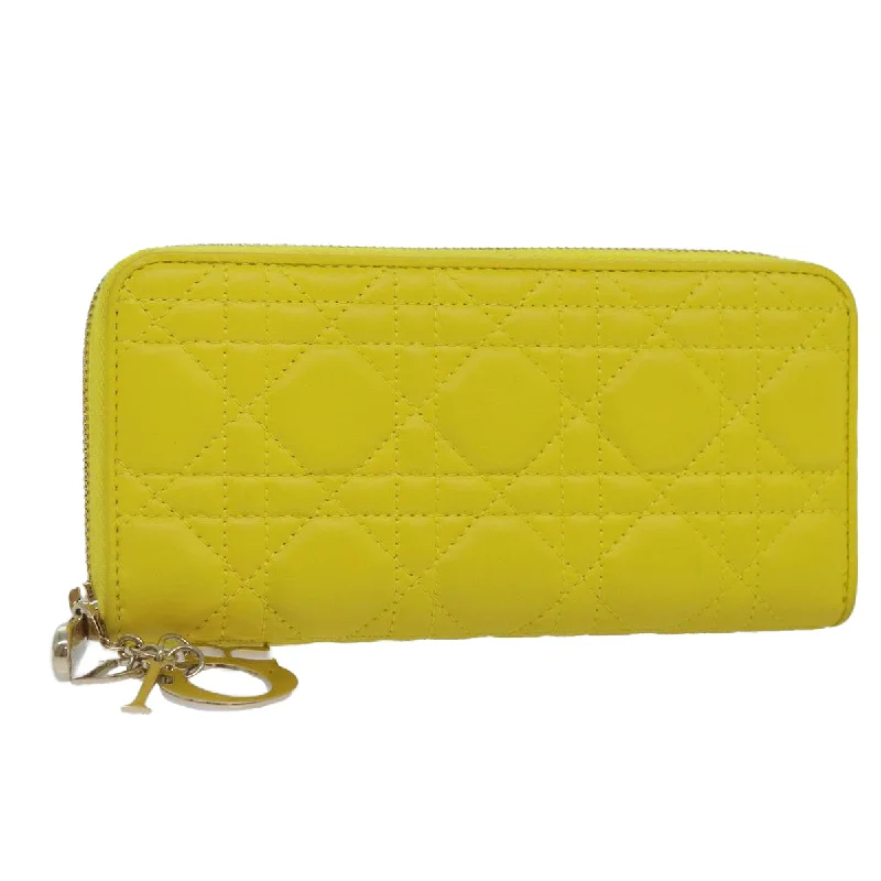 Trendsetting Christian Dior crossbody bags with a colorful strapCHRISTIAN DIOR Lady Dior Canage Wallet Lamb Skin Yellow Gold Auth yk14307