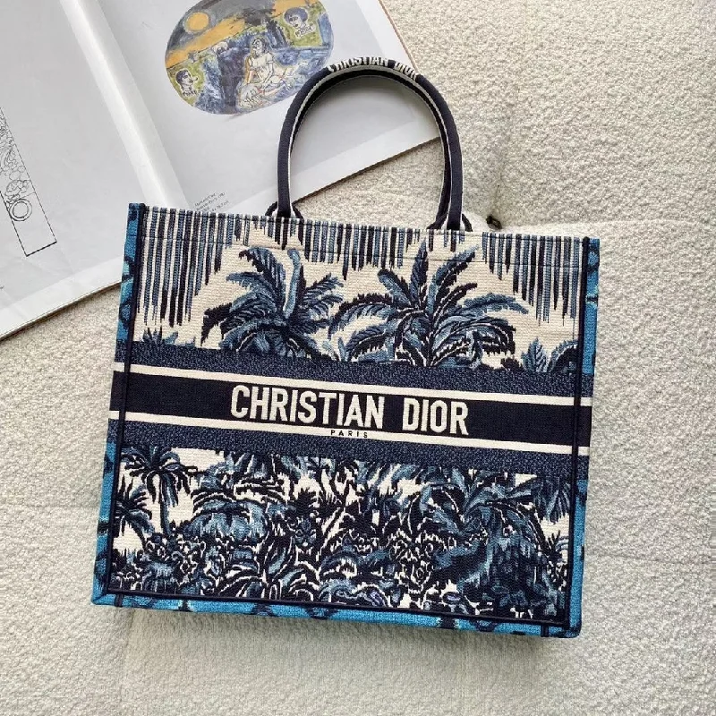 Christian Dior bags with a detachable coin purse insideChristian Dior Large Blue Multicolor Book Tote