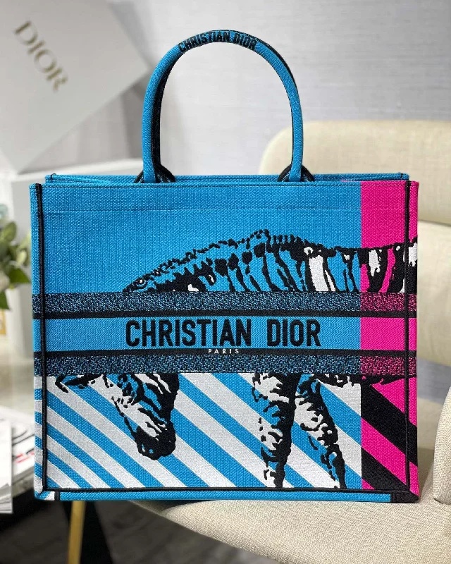 Luxury Christian Dior crossbody bags with a chain - link strapChristian Dior Large Book Tote Blue And Pink Handbags