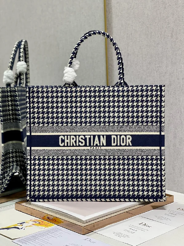 Christian Dior tote bags with a double - handle and shoulder - strap optionChristian Dior Large Book Tote Blue And White