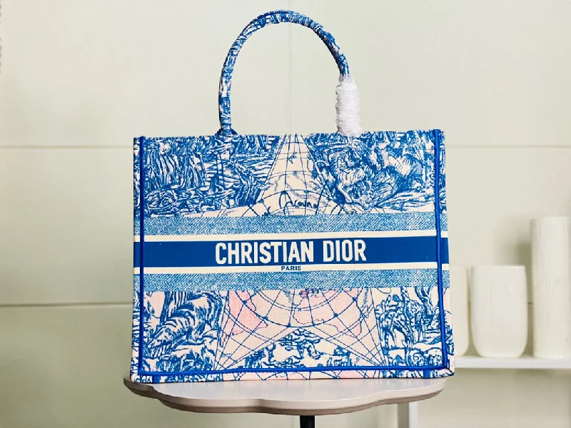 Christian Dior bags with a side - pocket for holding a water bottleChristian Dior Large Book Tote Blue For Women