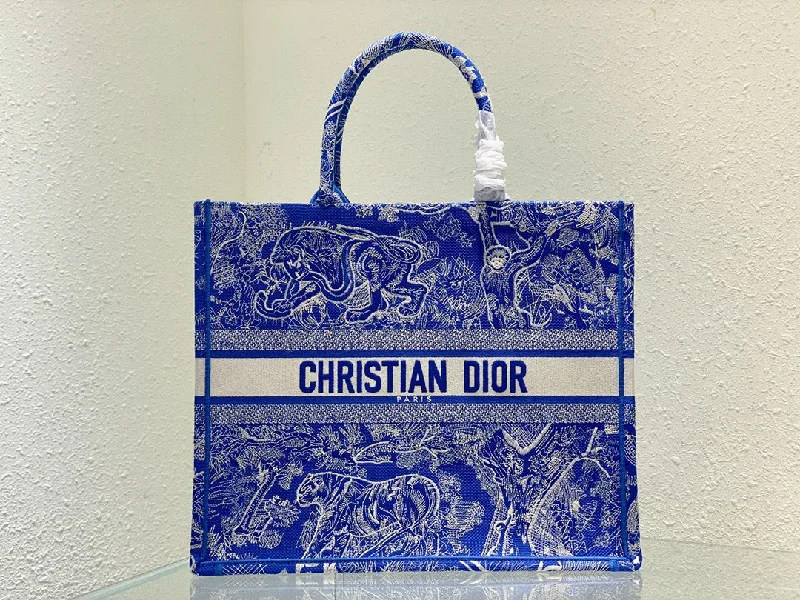 Christian Dior tote bags with a printed Dior logo on the frontChristian Dior Large Book Tote Blue, For Women