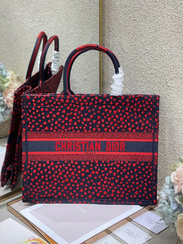 Christian Dior handbags with a snap - button closure and a decorative buckleChristian Dior Large Book Tote Crimson Multicolor Handbags