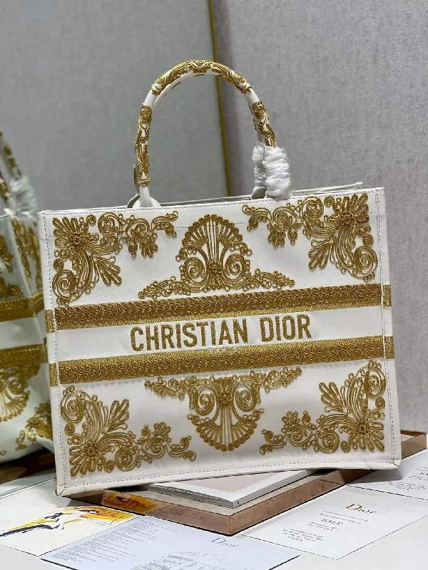 Christian Dior handbags with a detachable mirror for on - the - go touch - upsChristian Dior Large Book Tote Gold