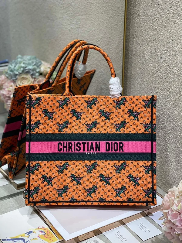 Contemporary Christian Dior handbags with a unique shapeChristian Dior Large Book Tote Orange Multicolor,