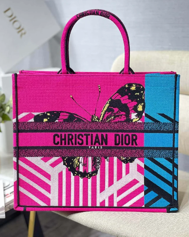 Christian Dior bags with a side - pocket for holding a water bottleChristian Dior Large Book Tote Pink And Blue, For Women,