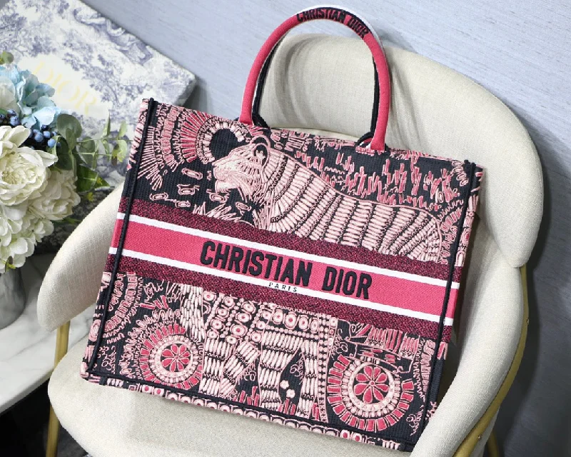 Christian Dior bags with a quilted pattern and gold - toned hardwareChristian Dior Large Book Tote Pink