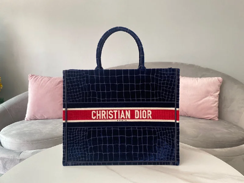 Christian Dior Saddle bags with a studded trim for a bold lookChristian Dior Large Book Tote Red Blue