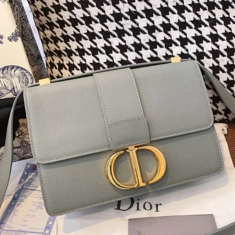 Christian Dior handbags with a snap - button closure and a decorative buckleChristian Dior MeChristian Diorum 30 Montaigne Bag Blue-Gray Box For Women 24cm/9in