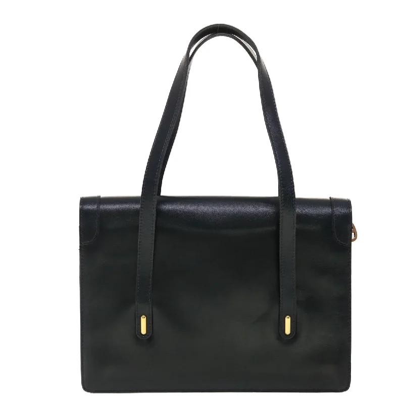 Christian Dior bags with a side - pocket for holding a water bottleCHRISTIAN DIOR Shoulder Bag Leather Navy Auth rd4751