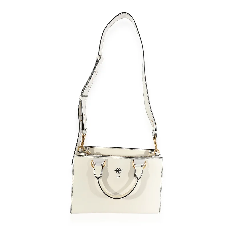 Trendsetting Christian Dior crossbody bags with a colorful strapCHRISTIAN DIOR White Smooth Leather D-Bee Tote