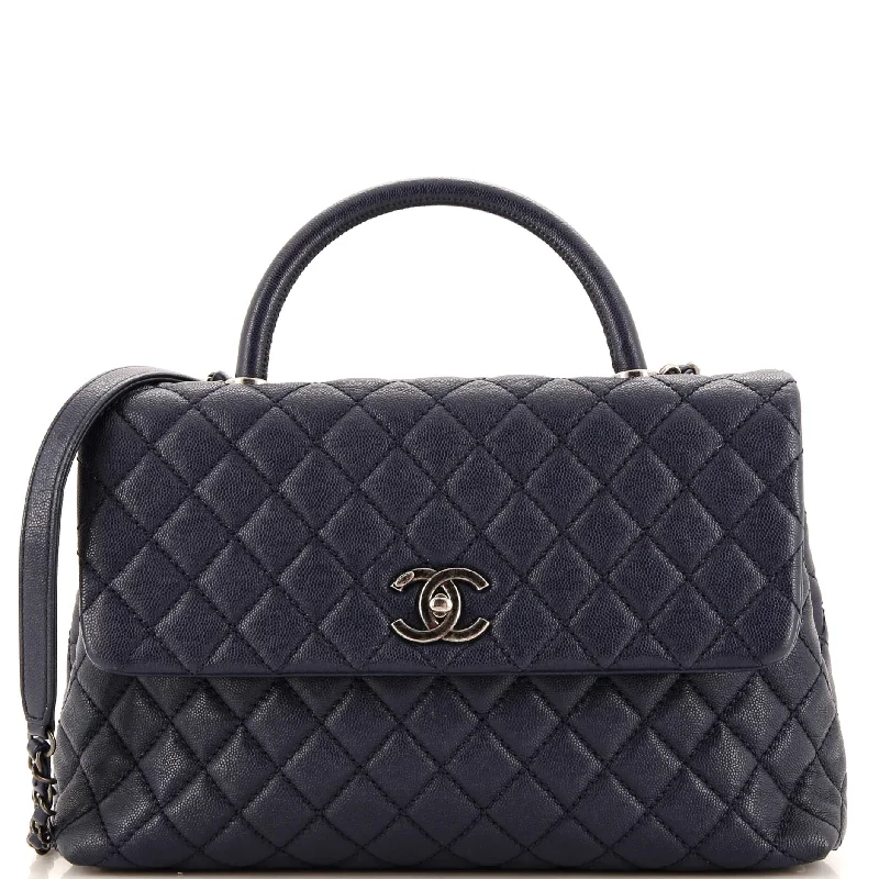 Christian Dior Saddle bags with a patent leather finish for a shiny lookCoco Top Handle Bag Quilted Caviar Medium