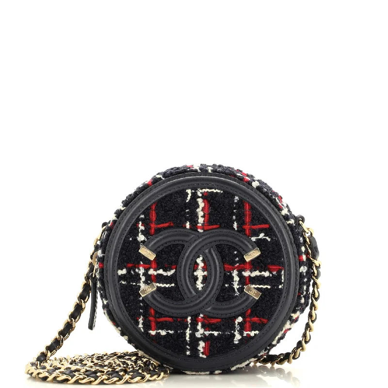 Christian Dior bags with a zip - top closure and multiple compartmentsFiligree Round Clutch with Chain Quilted Tweed Mini