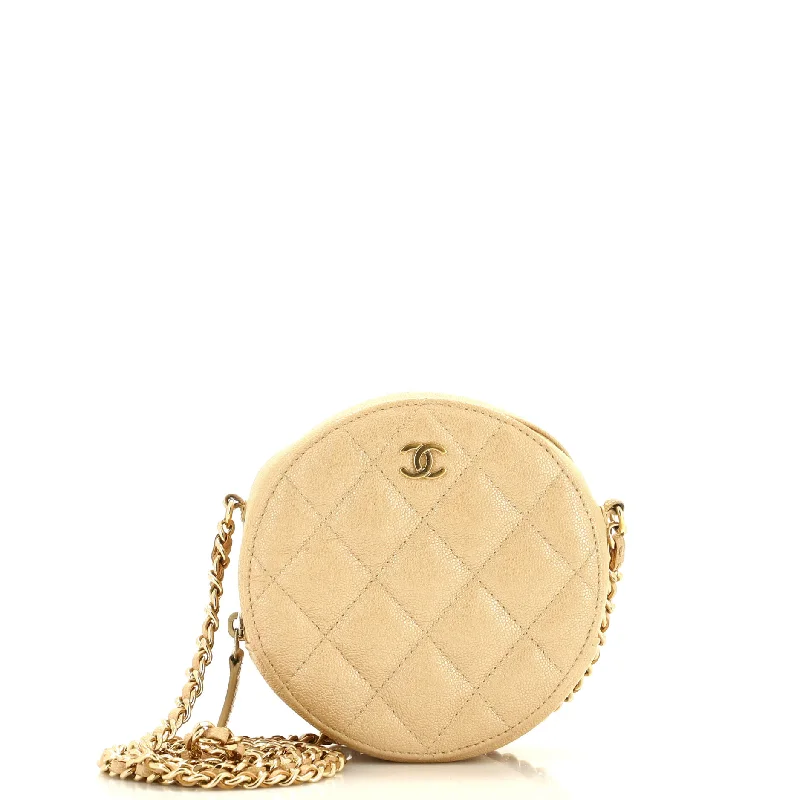 High - fashion Christian Dior bags with a geometric patternRound Clutch with Chain Quilted Iridescent Caviar Mini